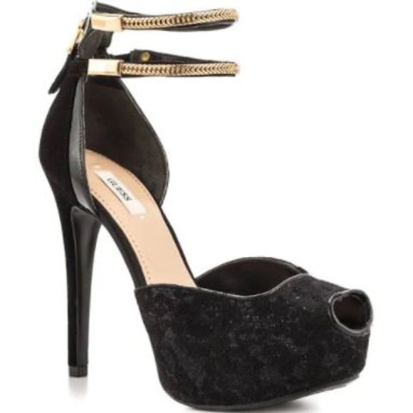 Guess “Katrines 3” Black Platform Stiletto 8. New - Picture 1 of 12